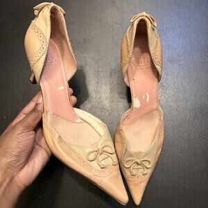 Vintage Pointed Toe Circa Joan & David Leather Lace Up Kitten Heels Size 8M